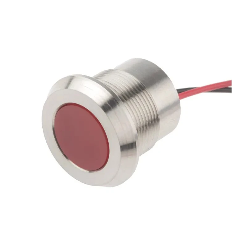 RS PRO Red Panel Mount Indicator, 12V DC, 40mA, Lead Wire Termination, IP67, Flush Bezel 123-2423