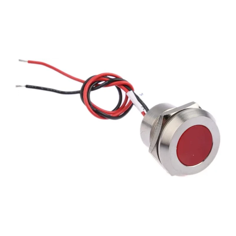 RS PRO Red Panel Mount Indicator 24V dc 40mA Lead Wire Termination IP67 Flush 123-2424