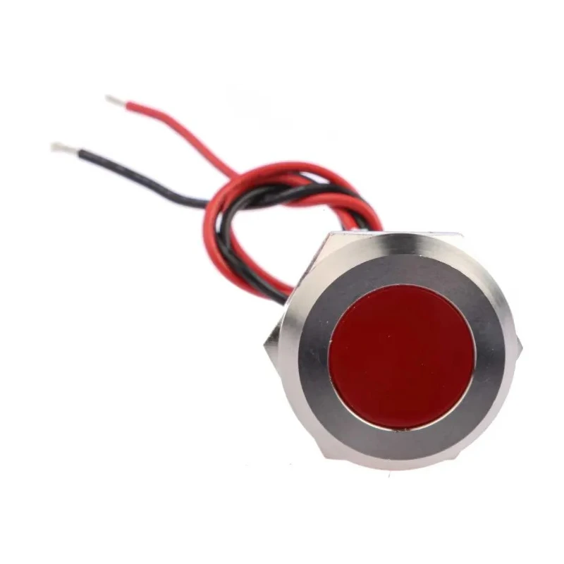 RS PRO Red Panel Mount Indicator 24V dc 40mA Lead Wire Termination IP67 Flush 123-2424