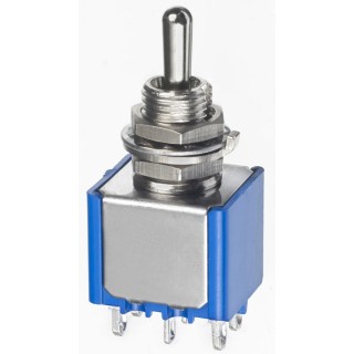 APEM Panel Mount Toggle Switch On-Off-On DPDT 4A 30V DC/AC Brass Actuator 5649A17