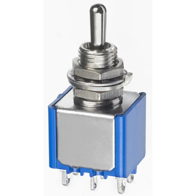 APEM Panel Mount Toggle Switch On-Off-On DPDT 4A 30V DC/AC Brass Actuator 5649A17