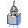 APEM Panel Mount Toggle Switch On-Off-On DPDT 4A 30V DC/AC Brass Actuator 5649A17