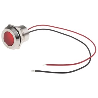 RS PRO Red Panel Mount Indicator, 28V dc, 40mA, Lead Wire Termination, Flush Bezel, IP67 123-2425