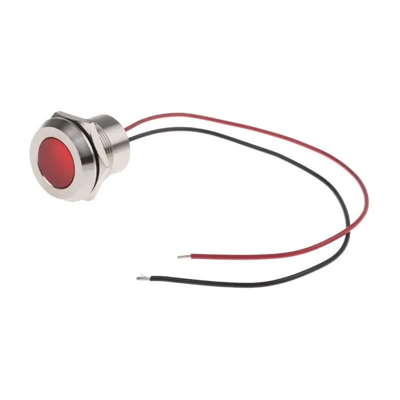RS PRO Red Panel Mount Indicator, 28V dc, 40mA, Lead Wire Termination, Flush Bezel, IP67 123-2425