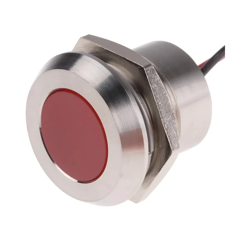 RS PRO Red Panel Mount Indicator 220V AC 3mA Lead Wire Termination IP67 Flush 123-2426