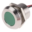 RS PRO Green Panel Mount Indicator 28V DC 40mA Lead Wire Termination Flush Bezel IP67 123-2429