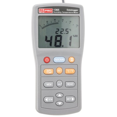 RS PRO Temperature & Humidity Data Logger 1365, RS232, USB, 2 Channel, Battery Powered AAA, 0 to 60°C Operating Range