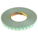 3M Double Sided Plastic Tape, Polyvinyl Chloride Backing, 5.2N/cm Adhesion Strength, 15mm x 50m, White, Model 9087 15MMX50M