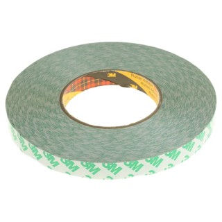 3M Double Sided Plastic Tape, Polyvinyl Chloride Backing, 5.2N/cm Adhesion Strength, 15mm x 50m, White, Model 9087 15MMX50M