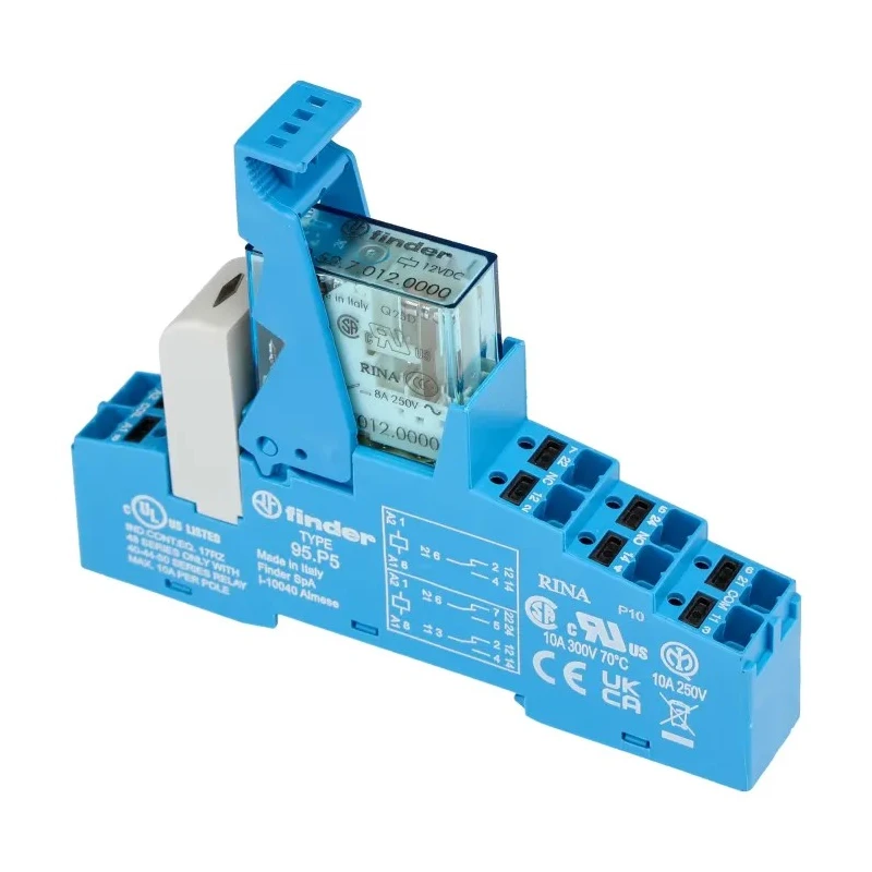 Finder 48 Series Electromechanical Interface Relay, DIN Rail Mount, 12V DC Coil, DPDT-2 CO, 8A Load 48.P5.7.012.0050SPA
