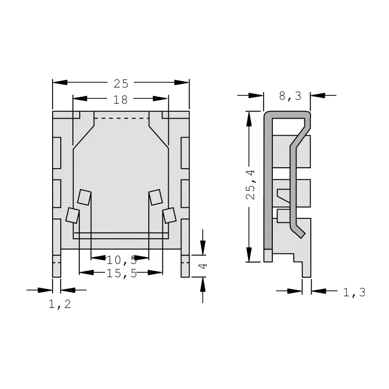 Fischer Elektronik Thermal Heatsink, 18°C/W Thermal Resistance, 8.3 mm Height, 25 mm Length, 25.4 mm Width FK224MI220-1