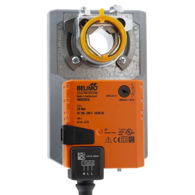 Belimo 240V AC Open/Close Damper Actuator, 20Nm Torque, IP54, 95° Rotation SM230A