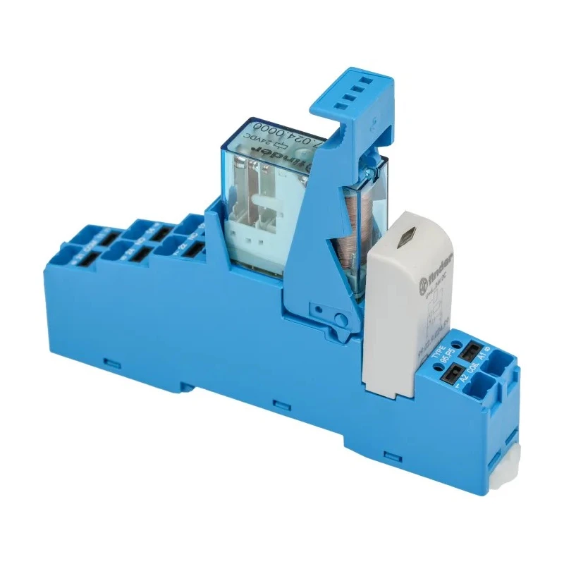 Finder 48 Series Electromechanical Interface Relay DIN Rail Mount 24V DC Coil Voltage DPDT-2 CO Contact 48.P8.7.024.0050SPA