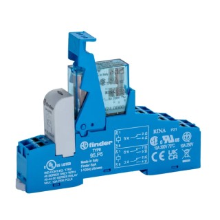 Finder 48 Series Interface Relay DIN Rail Mount 24V dc Coil DPDT-2 CO 22.2mA Coil Current 8A Switching 48.P5.7.024.0050SPA