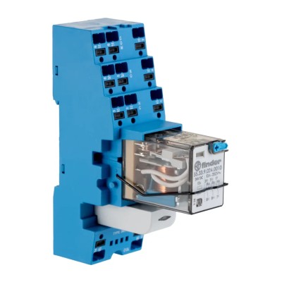 Finder Electromechanical Interface Relay 24V DC Coil 3PDT 10A Push-in Terminal DIN Rail Mount 58.P3.9.024.0050SMA