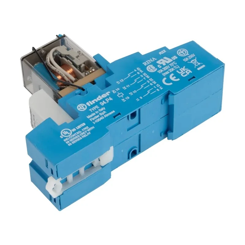 Finder Interface Relay, 24V DC Coil, 4PDT Contact Configuration, 7A Switching Current, DIN Rail Mount 58.P4.9.024.0050SMA