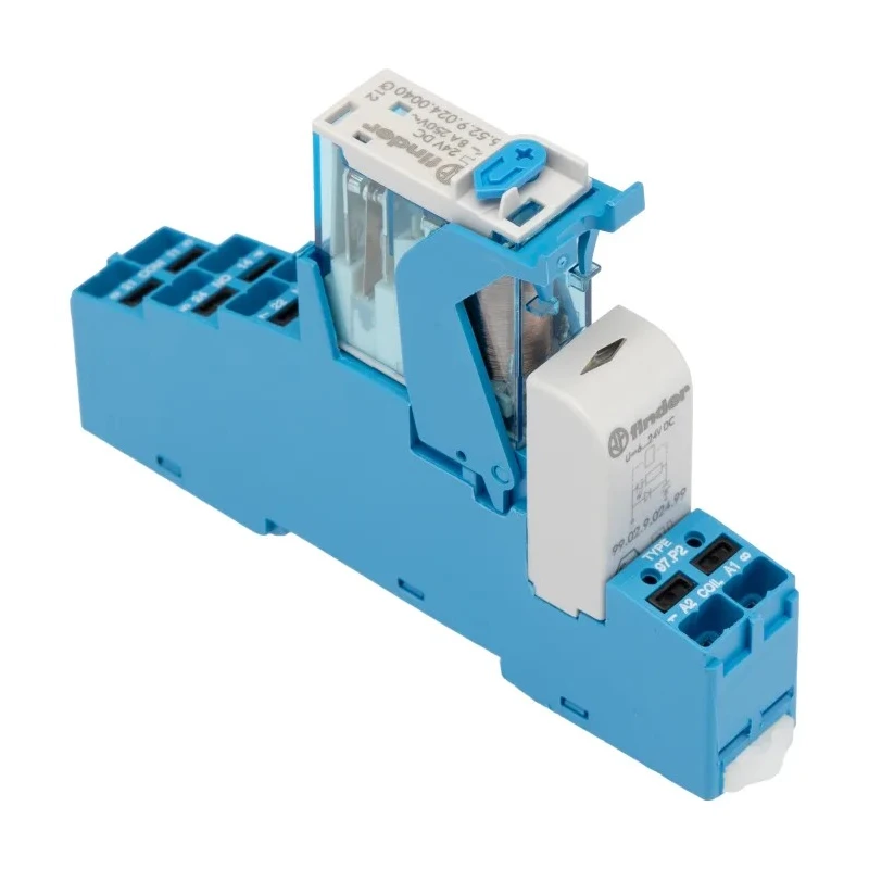 Finder 4C Series Interface Relay DIN Rail Mount 24V dc Coil DPDT-2 CO 20mA 8A 4C.P2.9.024.0050SPA