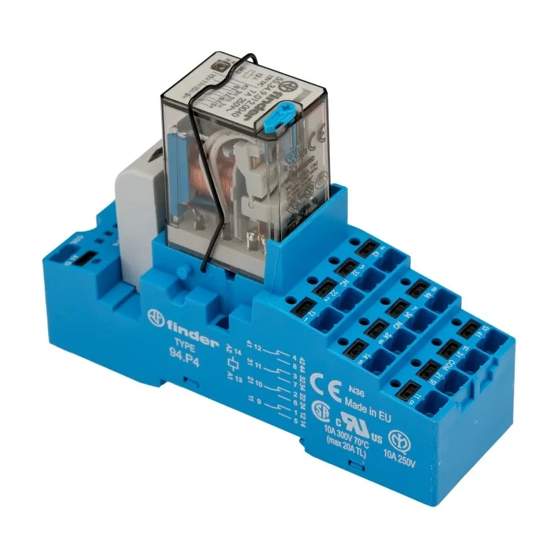 Finder 58 Series Interface Relay, DIN Rail Mount, 12V DC Coil, 4PDT Contact, 86mA Coil Current 58.P4.9.012.0050SMA