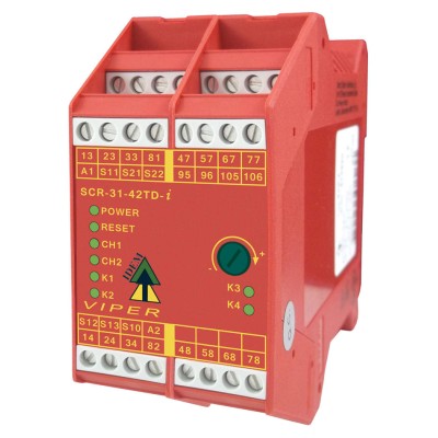 IDEM Safety Relay SCR-31-42TD-i Screw Terminals, 24V AC/DC, 7 Safety Contacts, 3 Auxiliary Contacts, 5W Power 280006