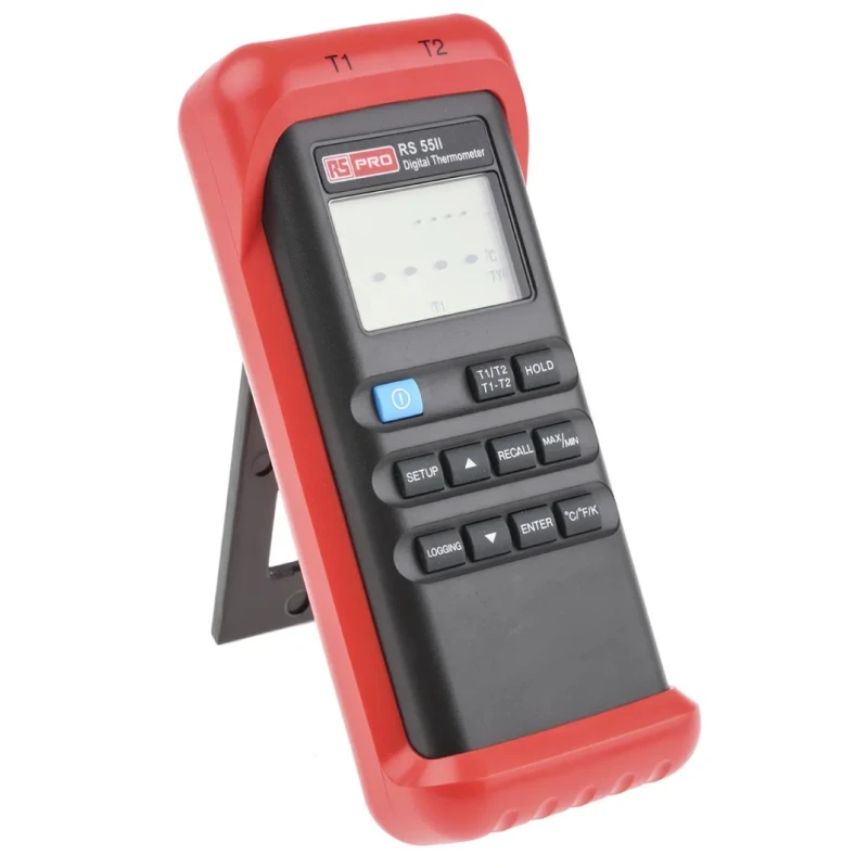 RS PRO Type J, K Probe Handheld Digital Thermometer 2 Input, 1372°C Max, ±0.7 K Accuracy RS55-II