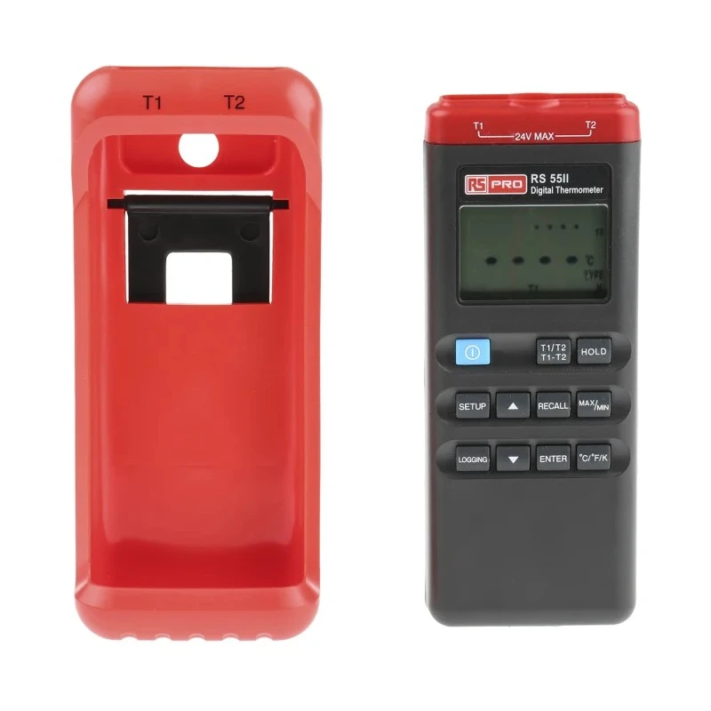 RS PRO Type J, K Probe Handheld Digital Thermometer 2 Input, 1372°C Max, ±0.7 K Accuracy RS55-II