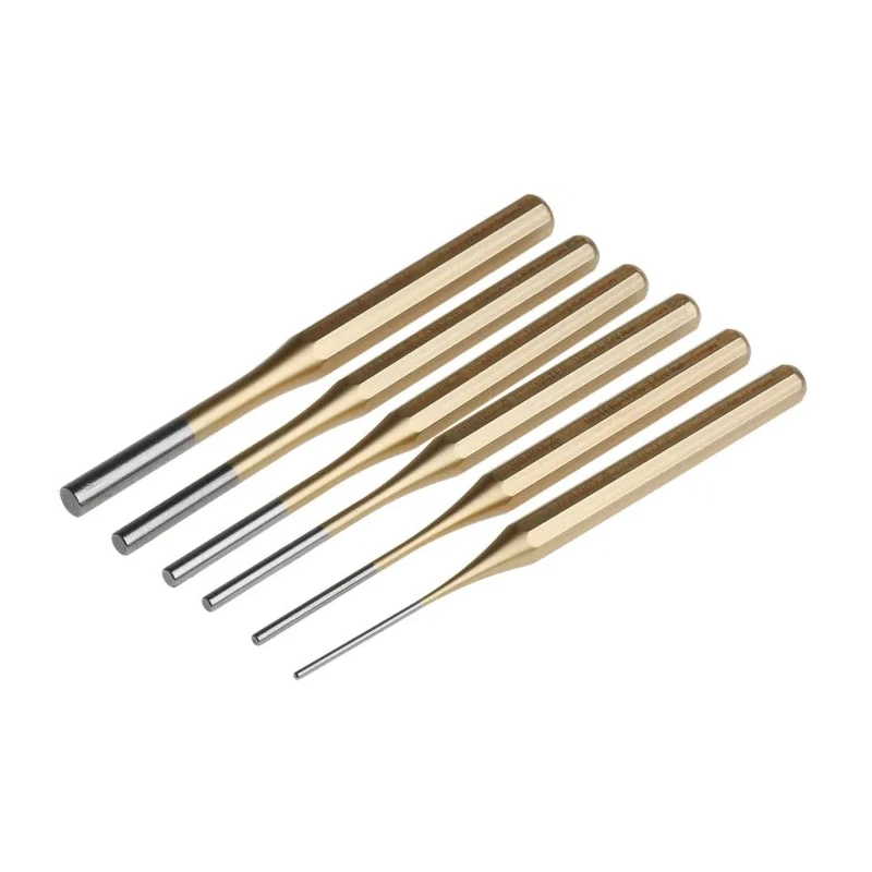 RS PRO 6-Piece Parallel Pin Punch Set, 2mm to 8mm Shank, 150mm Overall Length, Chrome Vanadium Steel, DIN 7255 505-8688