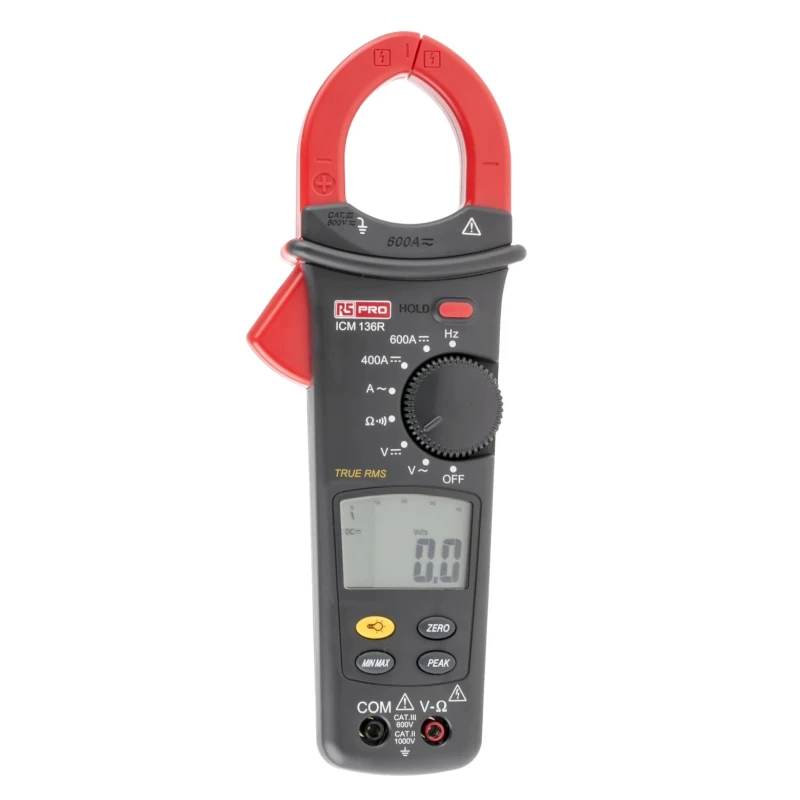 RS PRO ICM136R Clamp Meter True RMS AC/DC Current and Voltage Measurement 600 A 600 V CAT III CAT II