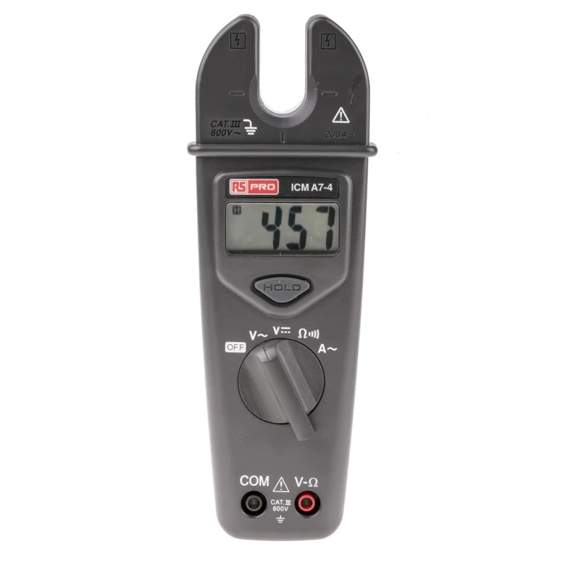 RS PRO Clamp Meter with Non-Contact Voltage Detector 200 A 600 V dc 600 V ac CAT III ICMA7-4