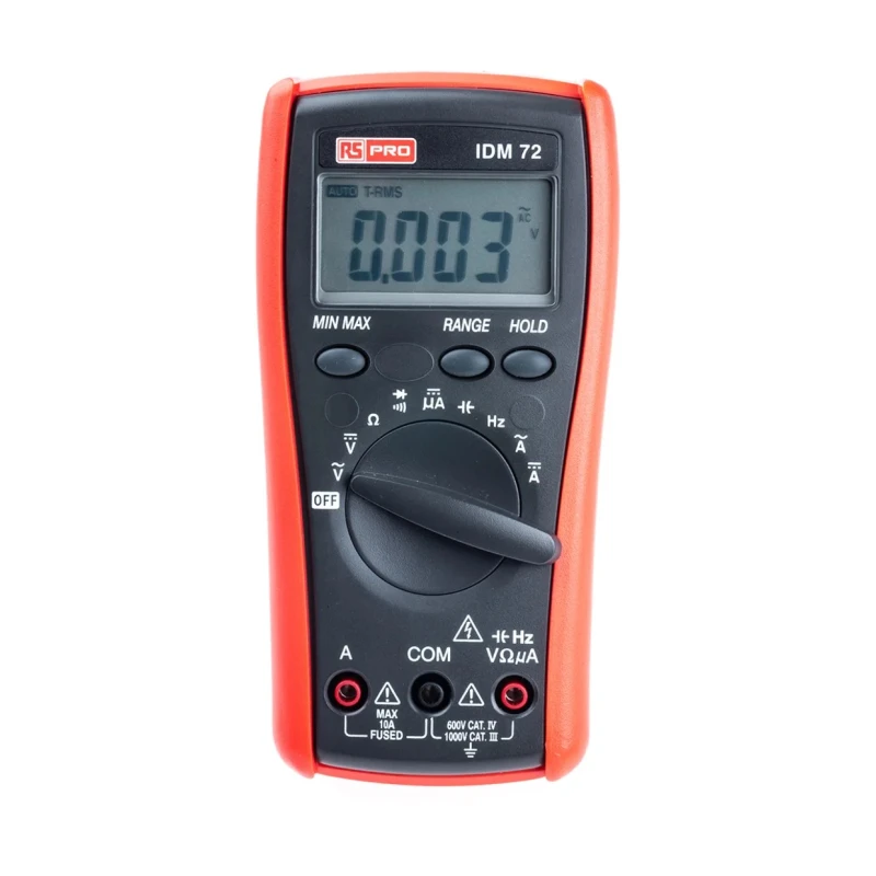 RS PRO Handheld Multimeter True RMS LCD Display Resistance 100mΩ 1kV DC Voltage IDM72