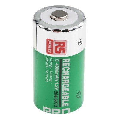 RS PRO NiMH Rechargeable C Battery 1.2V 4Ah, High Capacity Long-Life Rechargeable Battery 504-6073