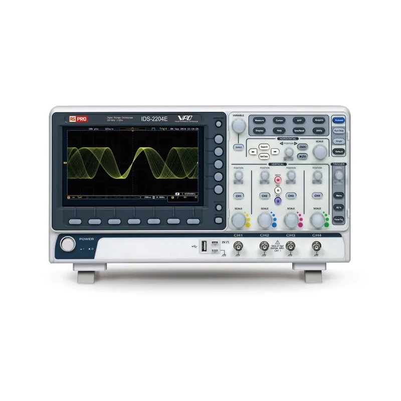 RS PRO 200 MHz Bench Oscilloscope, 4 Channels, Digital Storage, 8 inch LCD IDS-2000E Series 123-3553