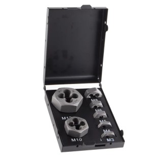 RS PRO HSS 7 Piece Die Nut Set Thread Size M3ToM12 for Precision External Thread Cutting M3ToM12