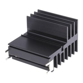 RS PRO Heatsink Universal Rectangular Aluminium 3.2K/W Black Anodised 50mm Length 54mm Width 38mm Height 234-2435