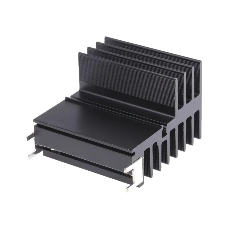 RS PRO Heatsink Universal Rectangular Aluminium 3.2K/W Black Anodised 50mm Length 54mm Width 38mm Height 234-2435