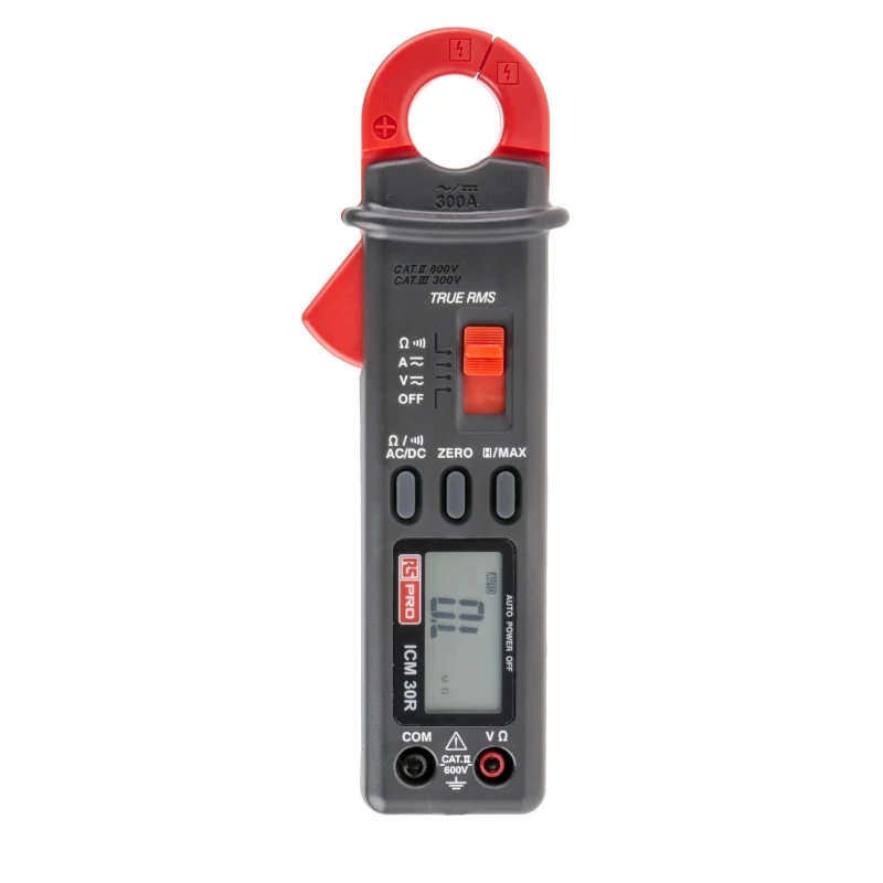 RS PRO AC/DC Clamp Meter, 300 A AC, 300 A DC, 999 V AC, 600 V DC, True RMS, CAT III Non-Contact Voltage Detector ICM30R