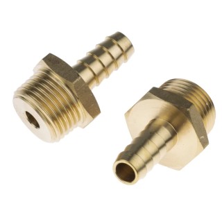RS PRO Brass Hose Connector 9.53 mm ID, 25 bar Maximum Operating Pressure 80°C Maximum Operating Temperature 506-7288