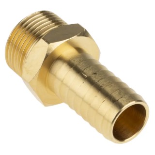 RS PRO Brass Hose Connector 19.05 mm ID, 25 bar, 3/4 in G Male Thread, Max Operating Temp 80°C 506-7301