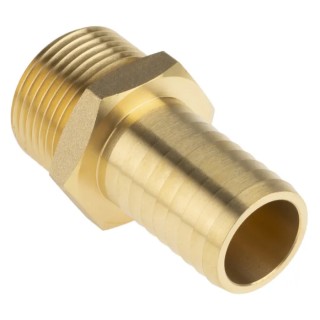 RS PRO Brass Hose Connector 25.4 mm ID, 25 bar Pressure, 1 inch G Male Threaded 506-7317