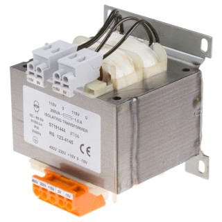 RS PRO 250 VA DIN Rail Transformer, 230 V ac, 400 V ac Primary, 2 x 115 V ac Secondary 123-4145
