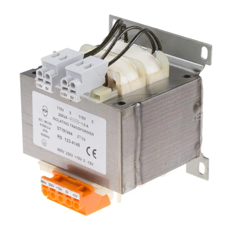 RS PRO 250 VA DIN Rail Transformer, 230 V ac, 400 V ac Primary, 2 x 115 V ac Secondary 123-4145