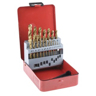 RS PRO 19-Piece High-Speed Steel Titanium Coated Twist Drill Bit Set for Metal, 1 mm to 10 mm 507-1704