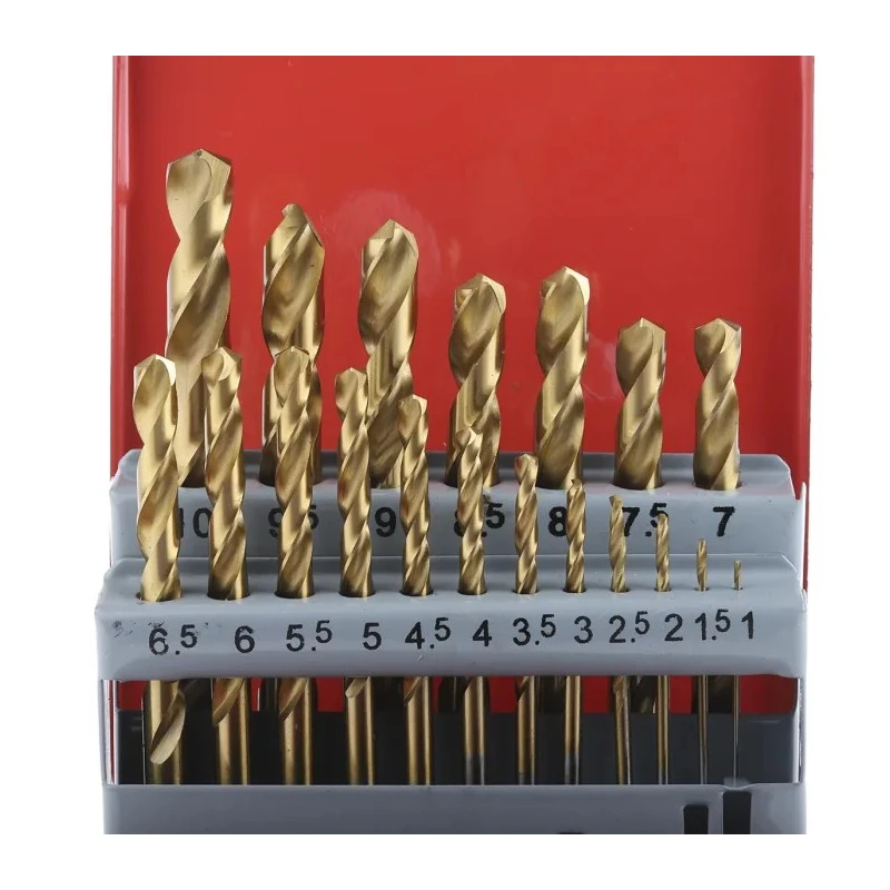 RS PRO 19-Piece High-Speed Steel Titanium Coated Twist Drill Bit Set for Metal, 1 mm to 10 mm 507-1704