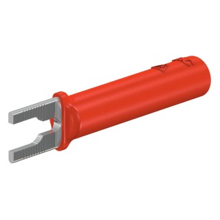 Staubli Insulated Fork Terminal Red 37mm Nickel Plated Brass Contact 23.0480-22