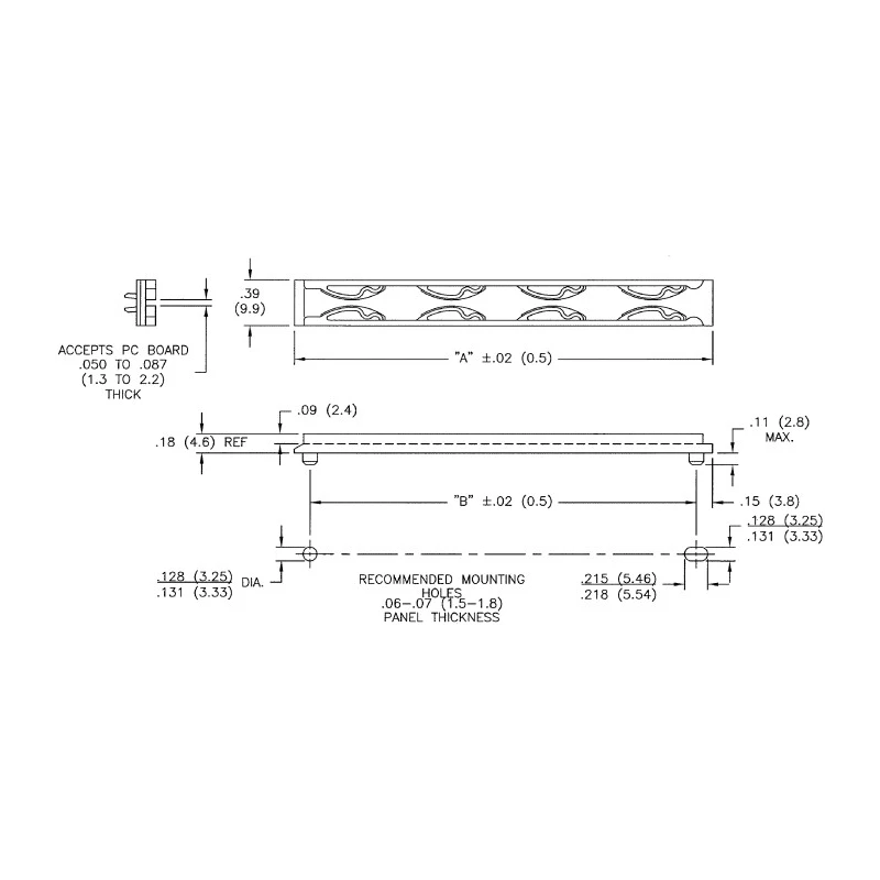 Essentra PCB Card Guide Vertical Mount 169.6 mm Length, 1.3 mm to 2.2 mm PCB Thickness TRCG-6.675