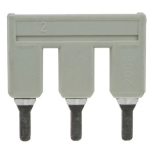 WAGO TOPJOB S 3-Way Jumper Bar for Use with 2002 Series Terminal Blocks, 25A, Light Grey, Model 2002-403
