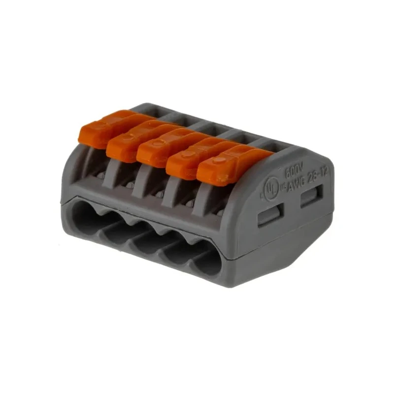 WAGO 222 Series Lever Connector 5-Way 12AWG 28 AWG Wire 32A Cage Clamp 222-415