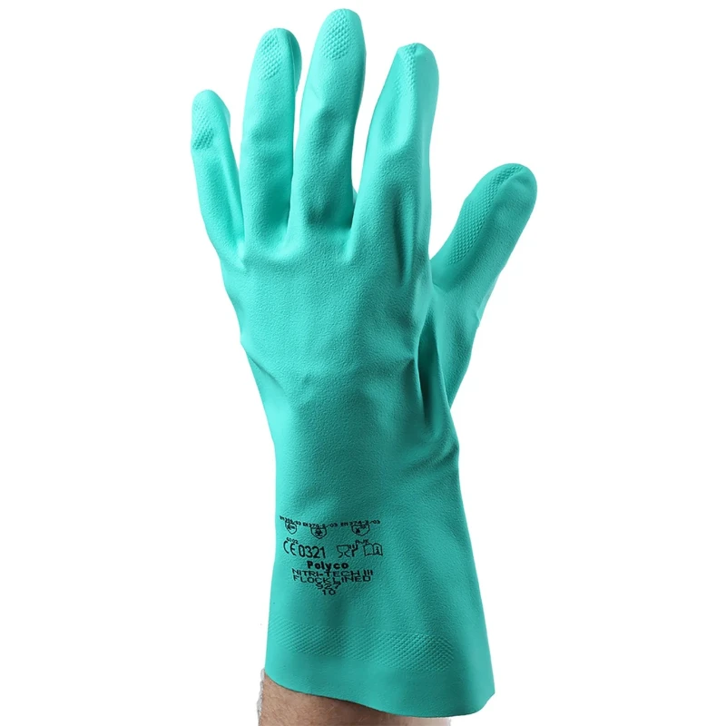 Polyco Healthline Green Nitrile Coated Work Gloves Size 10 Model 927