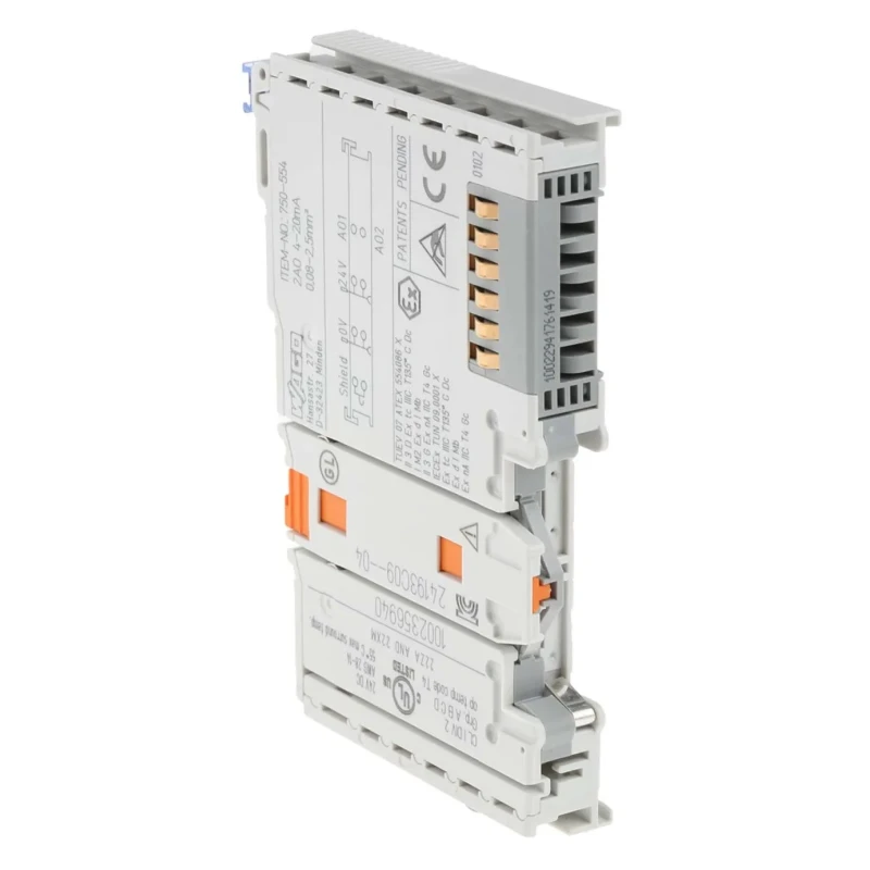 WAGO PLC I/O Module SYSMAC Analogue 2 I/O Channels DIN Rail Mount 100mm x 12mm x 69.8mm 750554