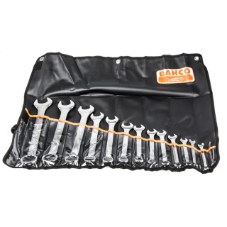 Bahco 14-Piece Combination Wrench Set, Alloy Steel, Chrome Plated, Sizes 6 to 32 mm 111M/14T