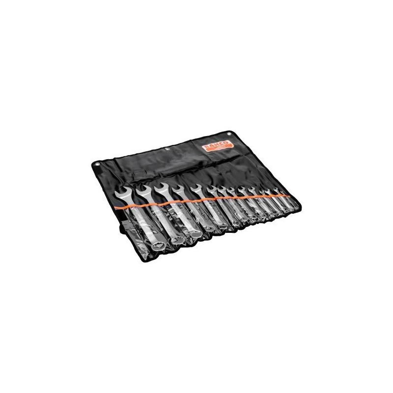 Bahco 14-Piece Combination Wrench Set, Alloy Steel, Chrome Plated, Sizes 6 to 32 mm 111M/14T